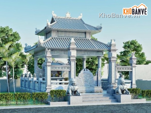 3d sketchup lăng mộ,File sketchup lăng mộ,mẫu lăng mộ 5.98x9m