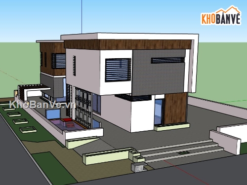 file su biệt thự,sketchup biệt thự,model su biệt thự 2 tầng