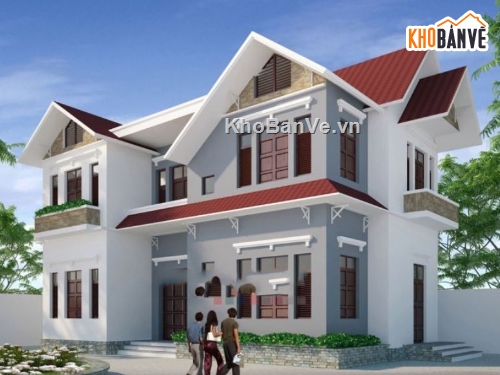 Biệt thự 2 tầng,file cad biệt thự 2 tầng,mẫu biệt thự 2 tầng