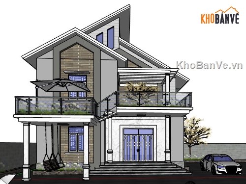 model su biệt thự,file sketchup biệt thự,biệt thự file sketchup