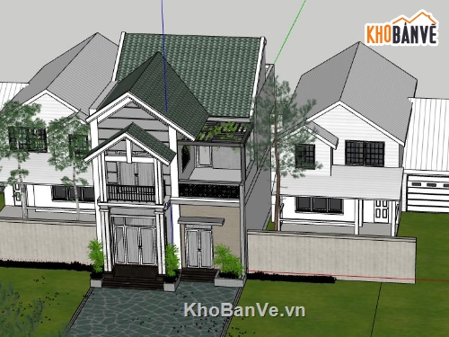 mẫu nhà 2 tầng,mẫu nhà 2 tầng sketchup,su nhà 2 tầng