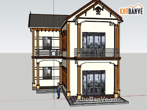 bản vẽ su nhà 2 tầng,model su nhà 2 tầng,file sketchup nhà 2 tầng