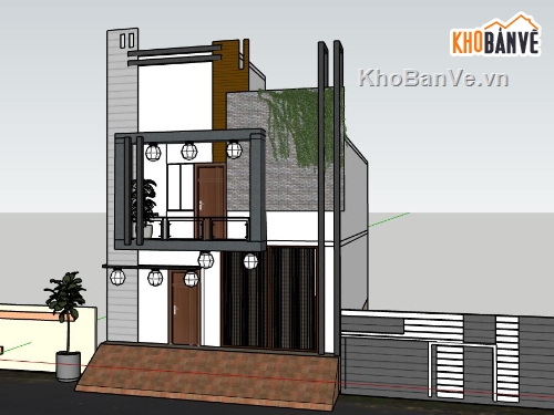 mẫu nhà 2 tầng,model su nhà 2 tầng,file sketchup nhà 2 tầng