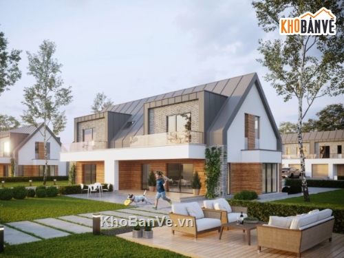 mẫu nhà 2 tầng,mẫu nhà đẹp,file 3dmax nhà vườn