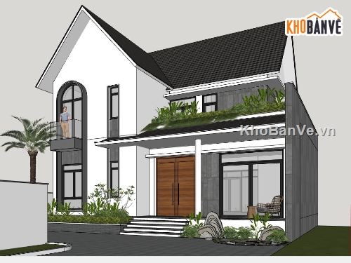 Mẫu su nhà 2 tầng đẹp,mẫu nhà ở 2 tầng,sketchup nhà ở 2 tầng,model su nhà ở 2 tầng