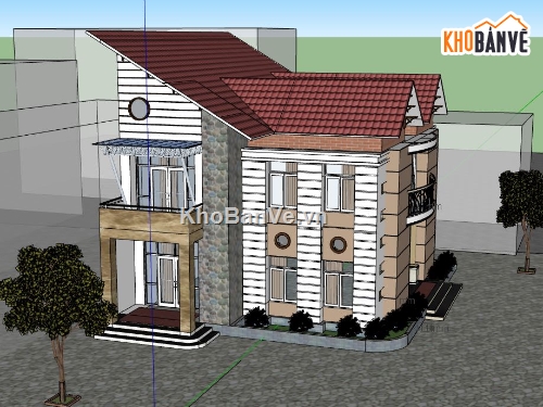 su nhà 2 tầng,model su nhà,sketchup nhà 2 tầng