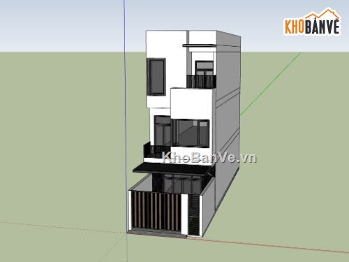 nhà 3 tầng,sketchup nhà 3 tầng,nhà 3 tầng hiện đại