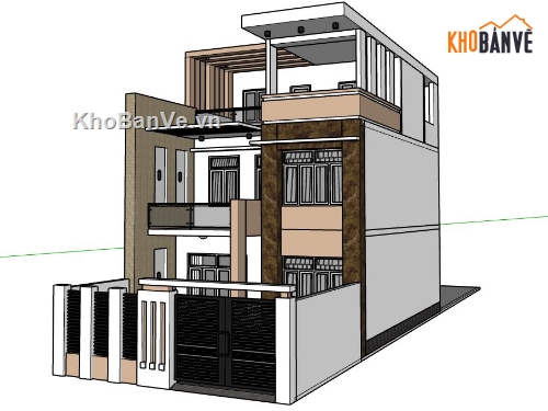 su nhà 3 tầng,model su nhà 3 tầng,sketchup nhà 3 tầng