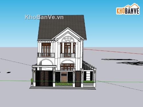 Biệt thự 2 tầng,model su biệt thự 2 tầng,biệt thự 2 tầng file su,file sketchup biệt thự 2 tầng