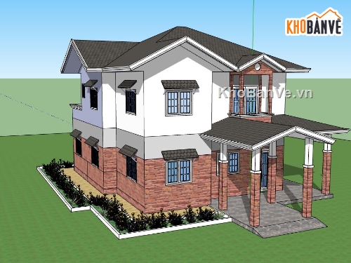 Thiết kế biệt thự,file su biệt thự,sketchup biệt thự