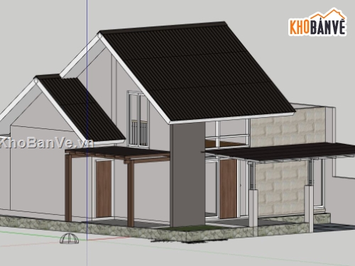 nhà mái lệch,sketchup nhà mái lệch,mẫu nhà mái lệch