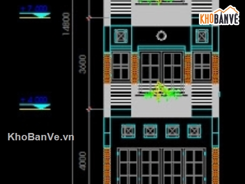 Bản vẽ 4.5x18m,Bản vẽ nhà phố,Bản vẽ full,Bản vẽ autocad,nhà mặt phố