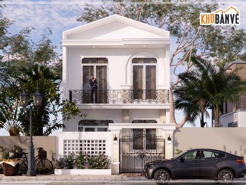 nhà phố đẹp,phong cách tân cổ điển,thiết kế nhà phố,nhà phố 2 tầng