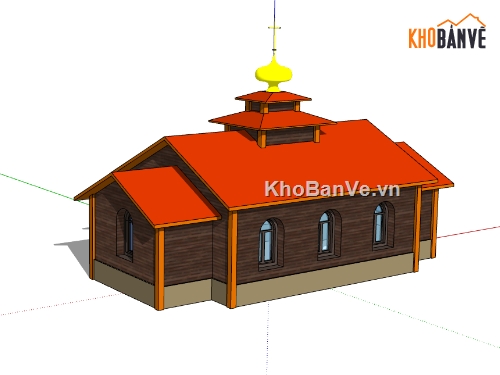 nhà thờ họ dựng bao cảnh sketchup,file 3d su mẫu nhà thờ,dựng model su nhà thờ họ