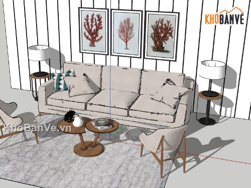 phòng khách 3d,file su phòng khách,file sketchup phòng khách