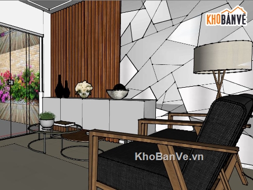 phòng khách 3d,su phòng khách,3d su phòng khách bếp,file sketchup phòng khách