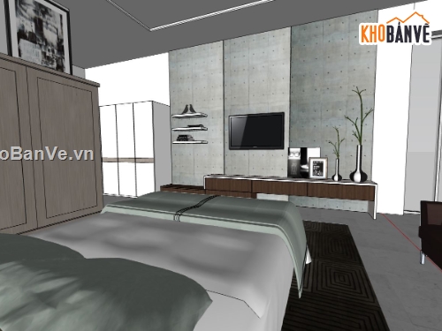 model phòng ngủ hiện đại,phòng ngủ sketchup,phòng ngủ model sketchup,model phòng ngủ sketchup