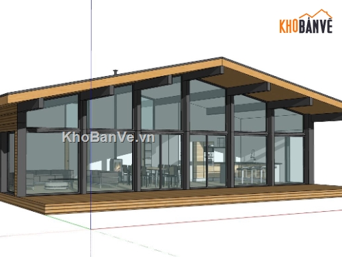 nhà 1 tầng,model sketchup nhà 1 tầng,thiết kế nhà 1 tầng,mẫu nhà 1 tầng sketchup