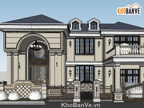 file su villa 2 tầng,file su villa,model sketchup villa