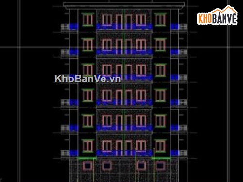 chung cư 7 tầng 1 tum,file cad chung cư,chung cư file cad,cad chung cư
