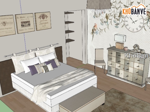 sketchup nội thất phòng ngủ,mẫu nội thất phòng ngủ sketchup,thiết kế phòng ngủ hiện đại,phòng ngủ đẹp