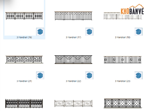 Bản vẽ sketchup lan can,Mẫu su lan can,File model su lan can,Model su lan can