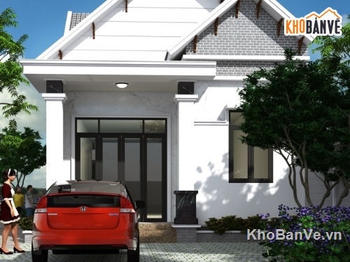 phối cảnh nhà,kiến trúc đẹp,kiến trúc nhà phố đẹp,biệt thự 1 tầng 7x17.7m,mẫu biệt thự 1 tầng