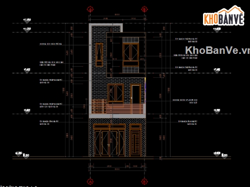 nhà 3 tầng,nhà phố 3 tầng,kết cấu nhà phố,điện nước nhà phố 3 tầng,Nhà phố 3 tầng 5x13.5m,autucad nhà 3 tầng