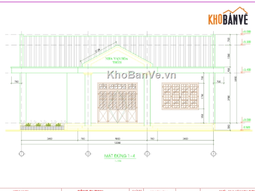 nhà văn hóa thôn,dự toán,bản vẽ nhà,dự toán nhà văn hóa,bản vẽ đầy đủ nhà văn hóa