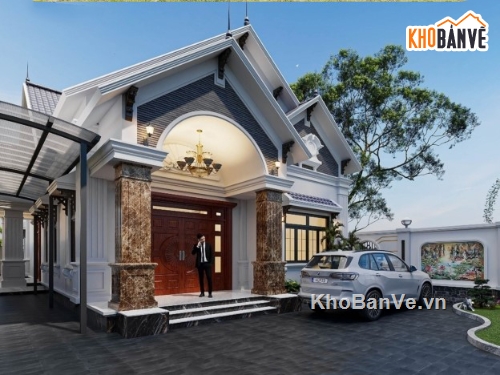 biệt thự 1 tầng,hồ sơ biệt thự,biệt thự 10 x 20m