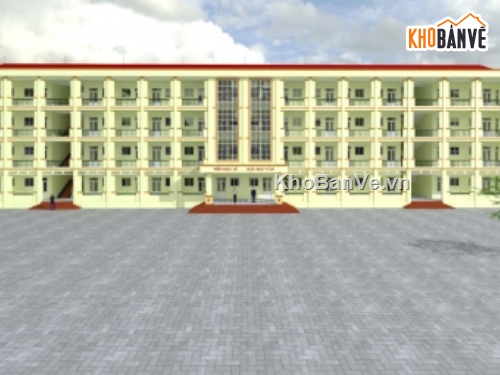 Trường học 2 tầng,trường THCS xuân hòa,trường thcs 2 tầng,file cad trường thcs