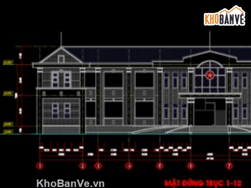 UBND file cad,ủy ban xã 2 tầng,file cad ủy ban xã