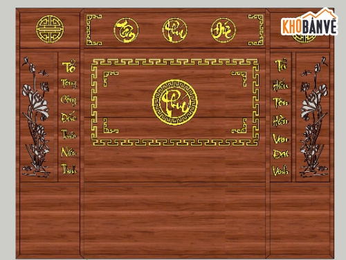 hoa sen sketchup,thư pháp,Vách sen,file sketchup