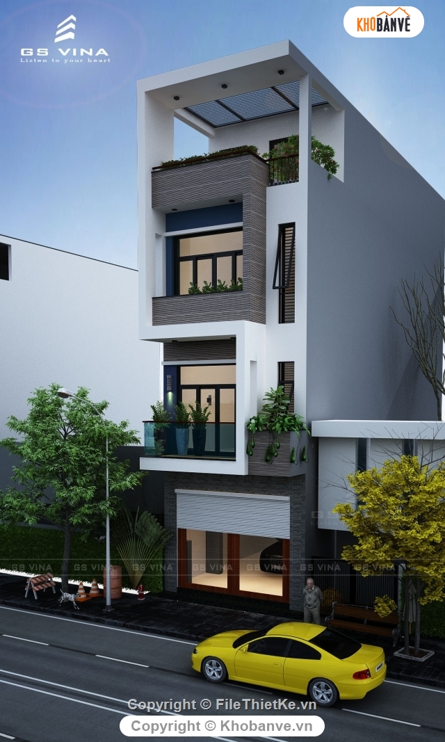 nhà phố 4.5x15m,file 3d max đẹp,thiết kế ngoại thất,Thiết kế nhà phố đẹp 3dmax,3dmax nhà phố 3 tầng 1 tum