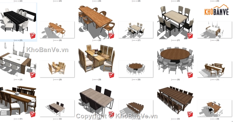 ghế và bàn,bàn ghế 3D,mẫu bàn ghế,SU bàn ghế,sketchup bàn ghế