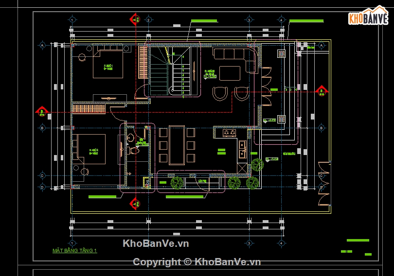 thiết kế biệt thự 2 tầng,cad biệt thự 2 tầng,thiết kế biệt thự