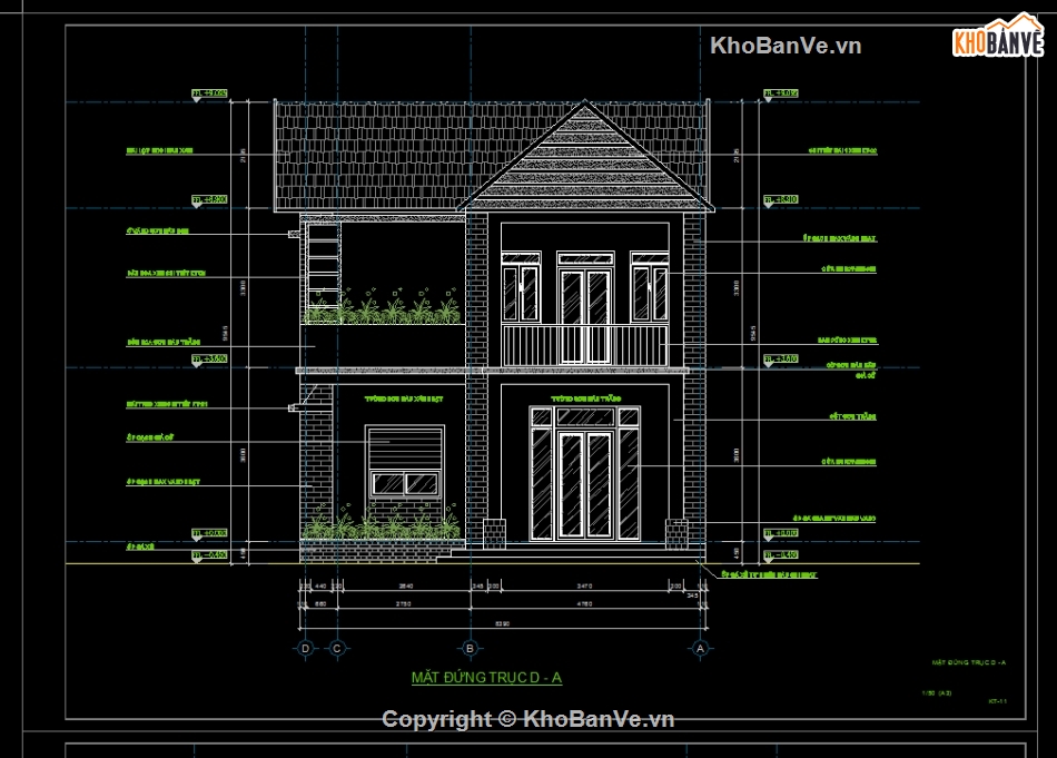 thiết kế biệt thự 2 tầng,cad biệt thự 2 tầng,thiết kế biệt thự