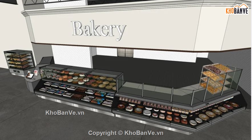 Sketchup tiệm bánh Bakery,Model su tiệm bánh bakery,Tiệm bánh bakery trên file sketchup,file sketchup tiệm bánh