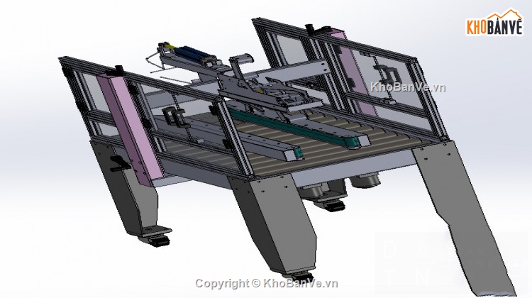 Thiết kế 3d,máy dán thùng carton tự động,3D máy dán thùng carton tự động