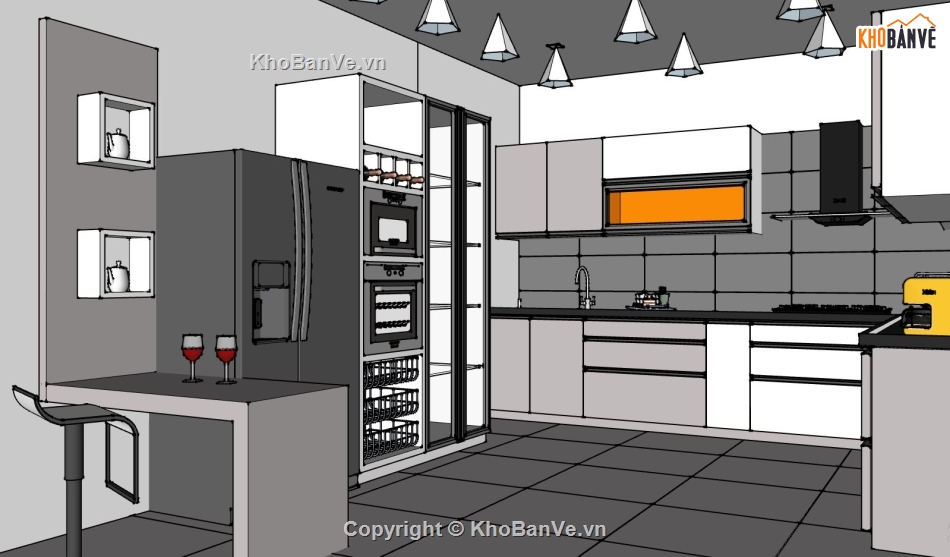 su nội thất phòng bếp,sketchup nội thất hiện đại,mẫu 3d nội thất phòng bếp