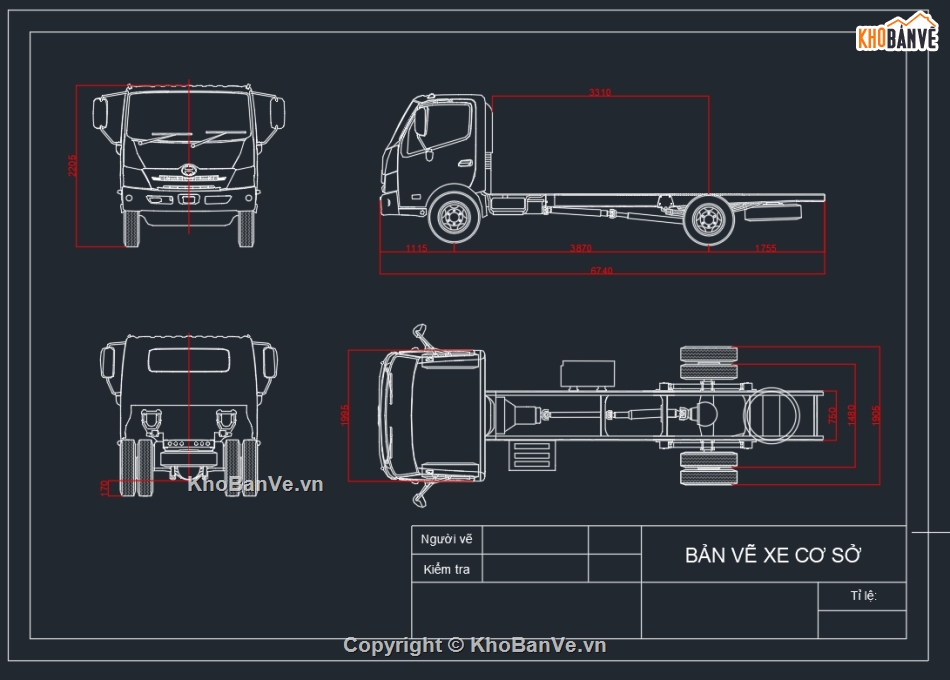 Hino 300,XZU342L,Bản vẽ cad