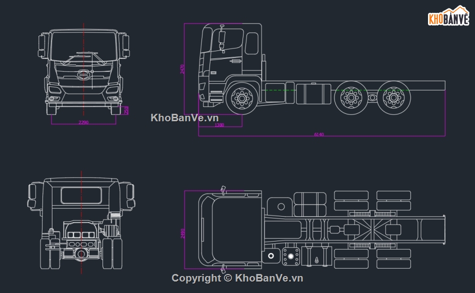 Autocad,Bản vẽ full,Hino 500 FE