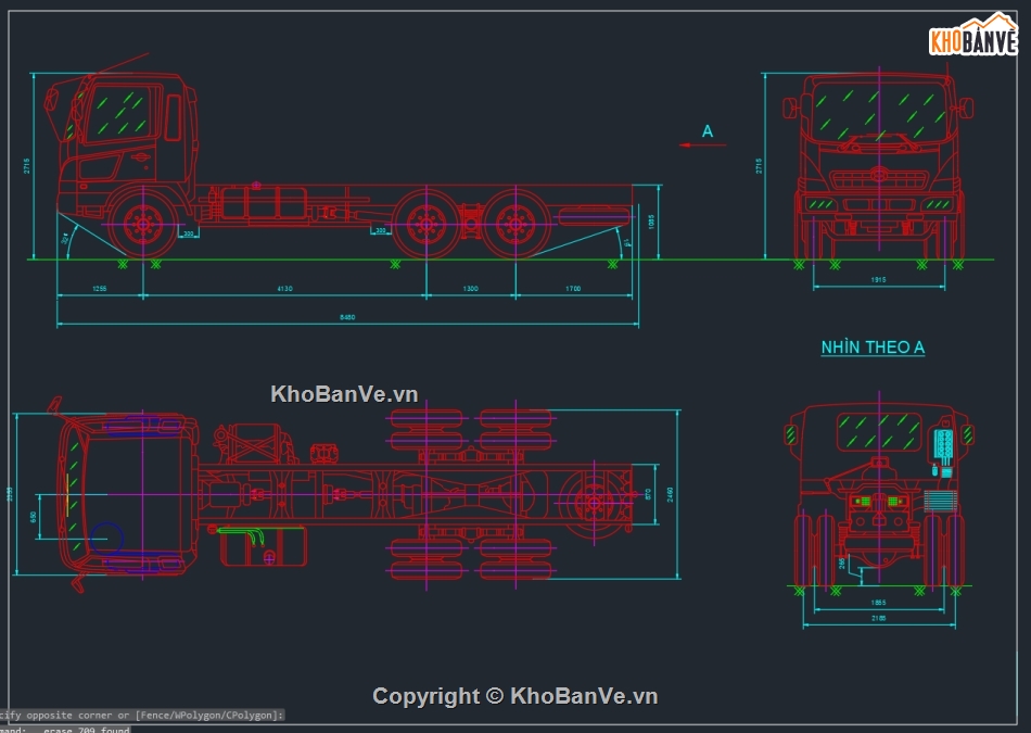 Bản vẽ AutoCad,Hino 500 FM8JM,Bản vẽ full