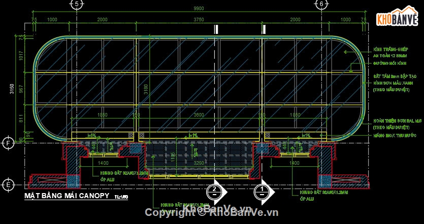 Bản vẽ Canopy,Bản vẽ AutoCAD Mái Canopy,Bản vẽ mái đón,Bản vẽ mái kinh