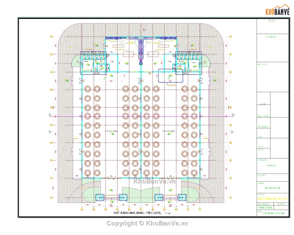 Bản vẽ nhà  hàng tiệc cưới,File cad nhà hàng tiệc cưới,Cad nhà hàng tiệc cưới,Nhà hàng tiệc cưới 40x48m,Thiết kế nhà hàng tiệc cưới