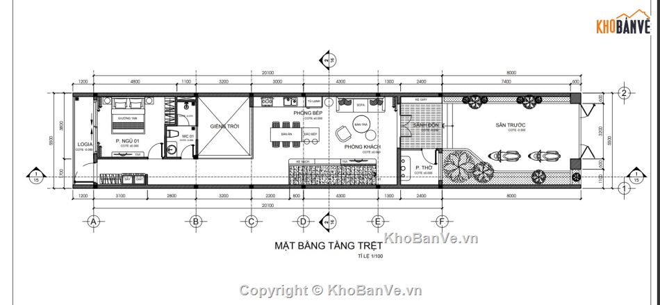 nhà phố 1 tầng,file cad nhà phố 1 tầng,bản vẽ nhà phố 1 tầng