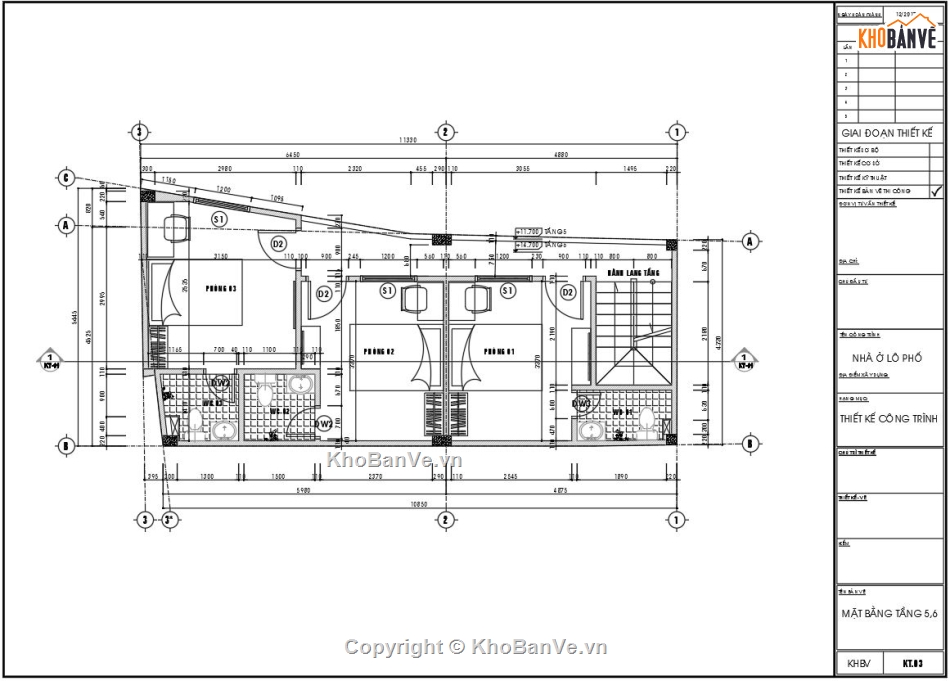 Nhà phố 6 tầng,Nhà trọ kết hợp phòng học,Nhà trọ kết hợp kinh doanh,bản vẽ nhà trọ 6 tầng,nhà trọ 6 tầng file cad