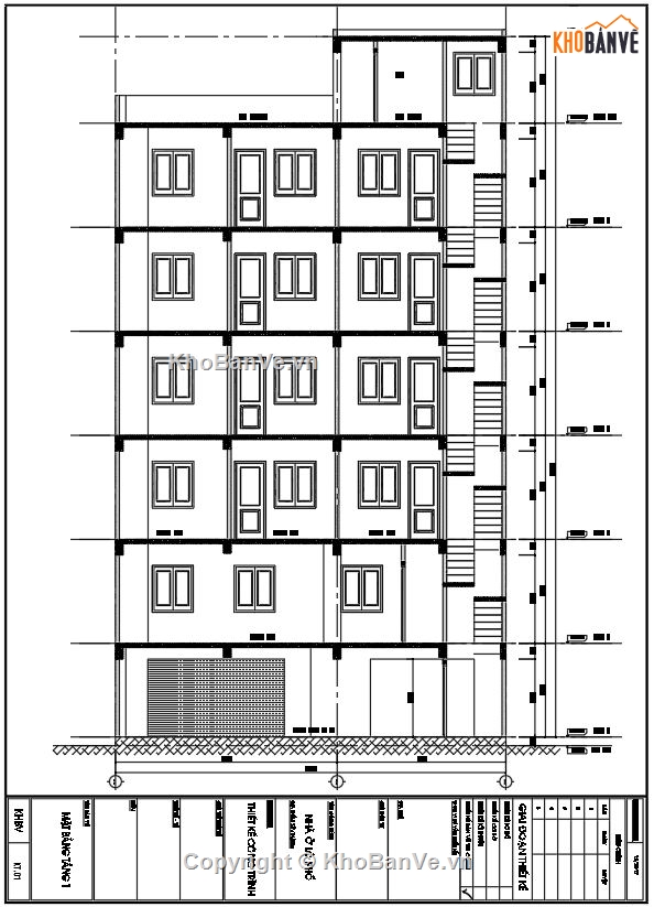 Nhà phố 6 tầng,Nhà trọ kết hợp phòng học,Nhà trọ kết hợp kinh doanh,bản vẽ nhà trọ 6 tầng,nhà trọ 6 tầng file cad