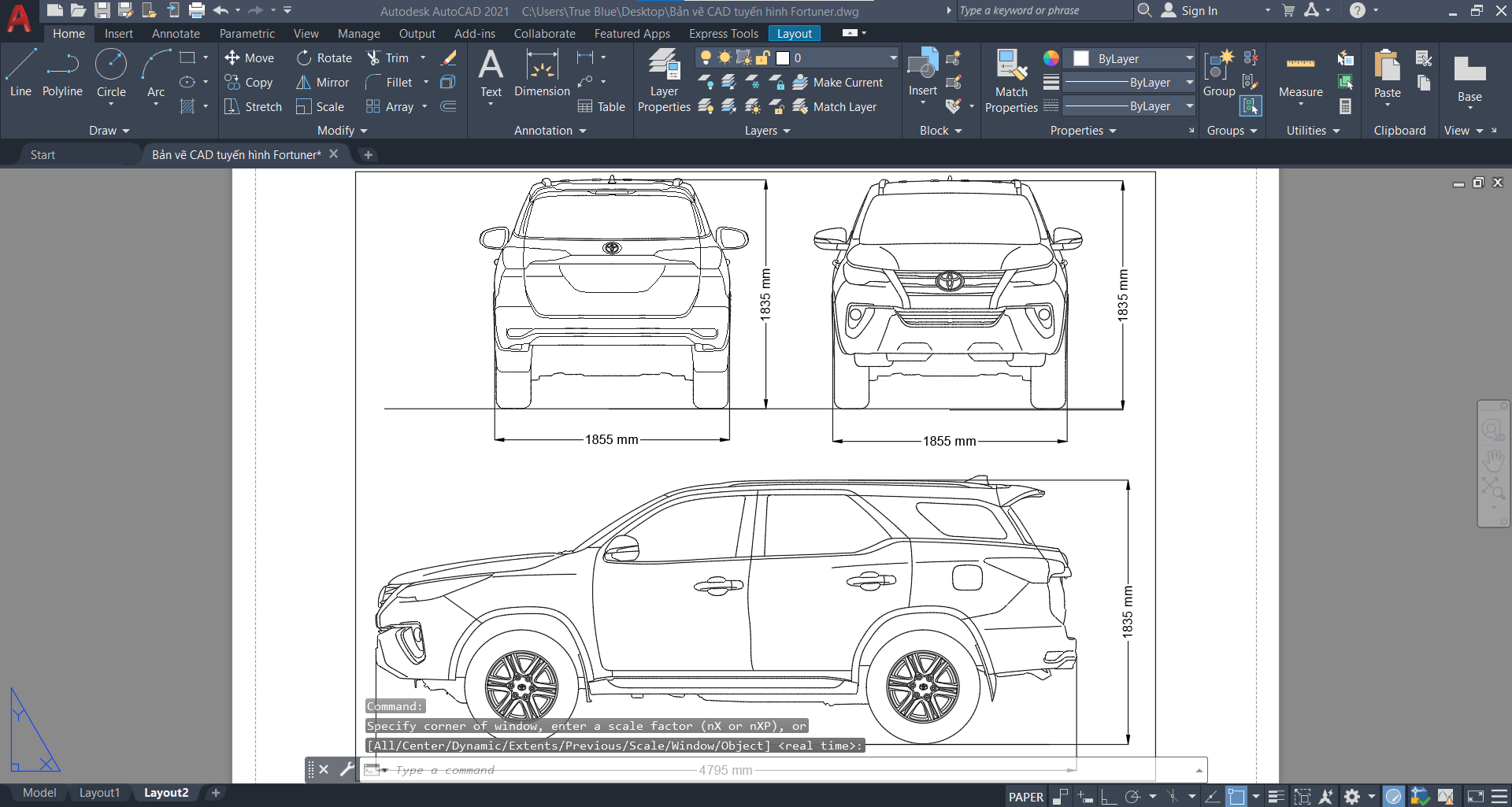 toyota fortuner,tuyến hình xe,bản vẽ toyota,tuyến hình Toyota Fortuner