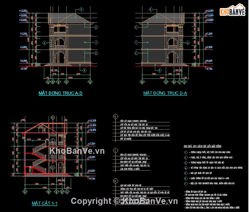 Trường THCS 3 tầng,file autocad trường THCS 3 tầng,trường THCS 44x10.5m,bản vẽ trường THCS 3 tầng